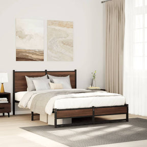 Vidaxl bedframe zonder matras metaal bruin eikenkleurig 140x190 cm