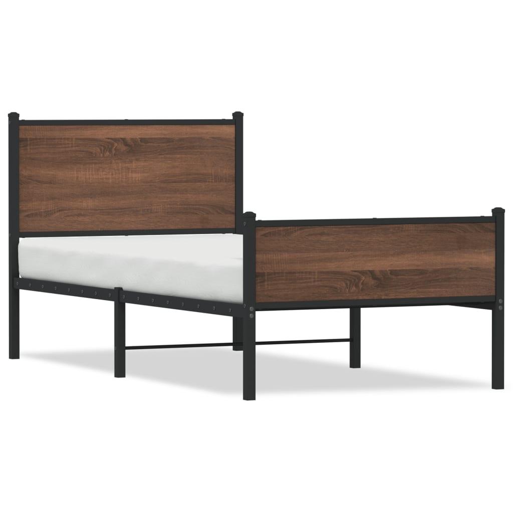 Vidaxl bedframe zonder matras metaal bruin eikenkleurig 75x190 cm