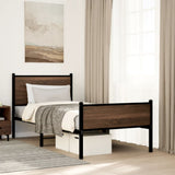 Vidaxl bedframe zonder matras metaal bruin eikenkleurig 75x190 cm