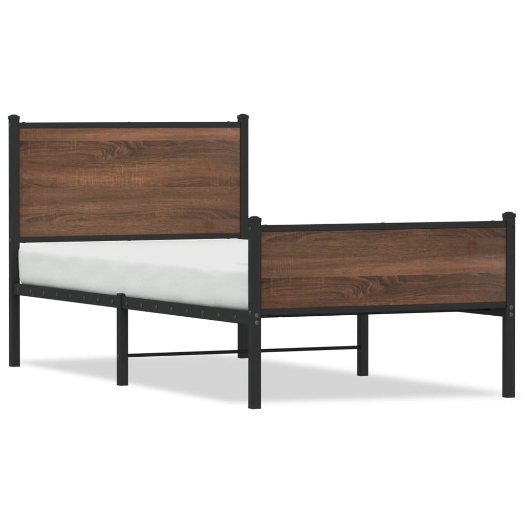Vidaxl bedframe zonder matras metaal bruin eikenkleurig 90x190 cm