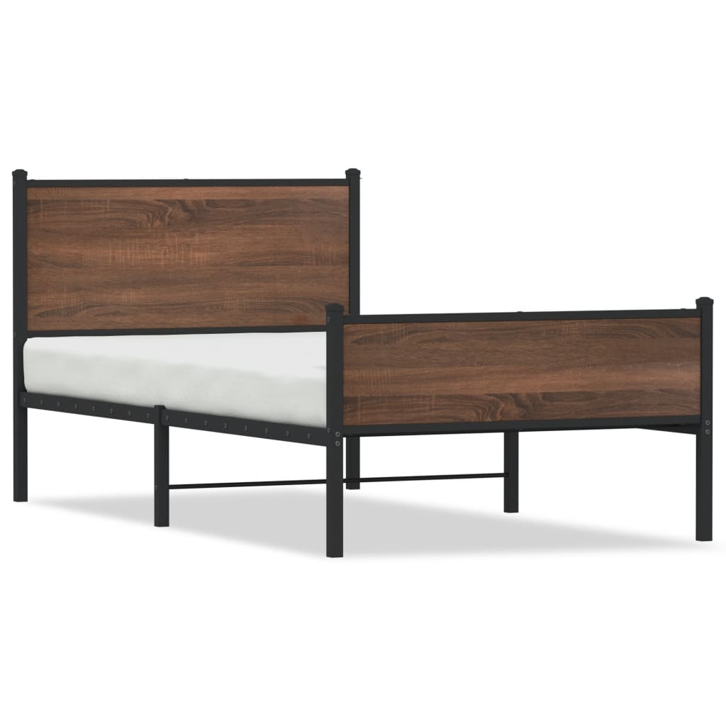 Vidaxl bedframe zonder matras metaal bruin eikenkleurig 100x190 cm