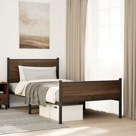 Vidaxl bedframe zonder matras metaal bruin eikenkleurig 100x200 cm