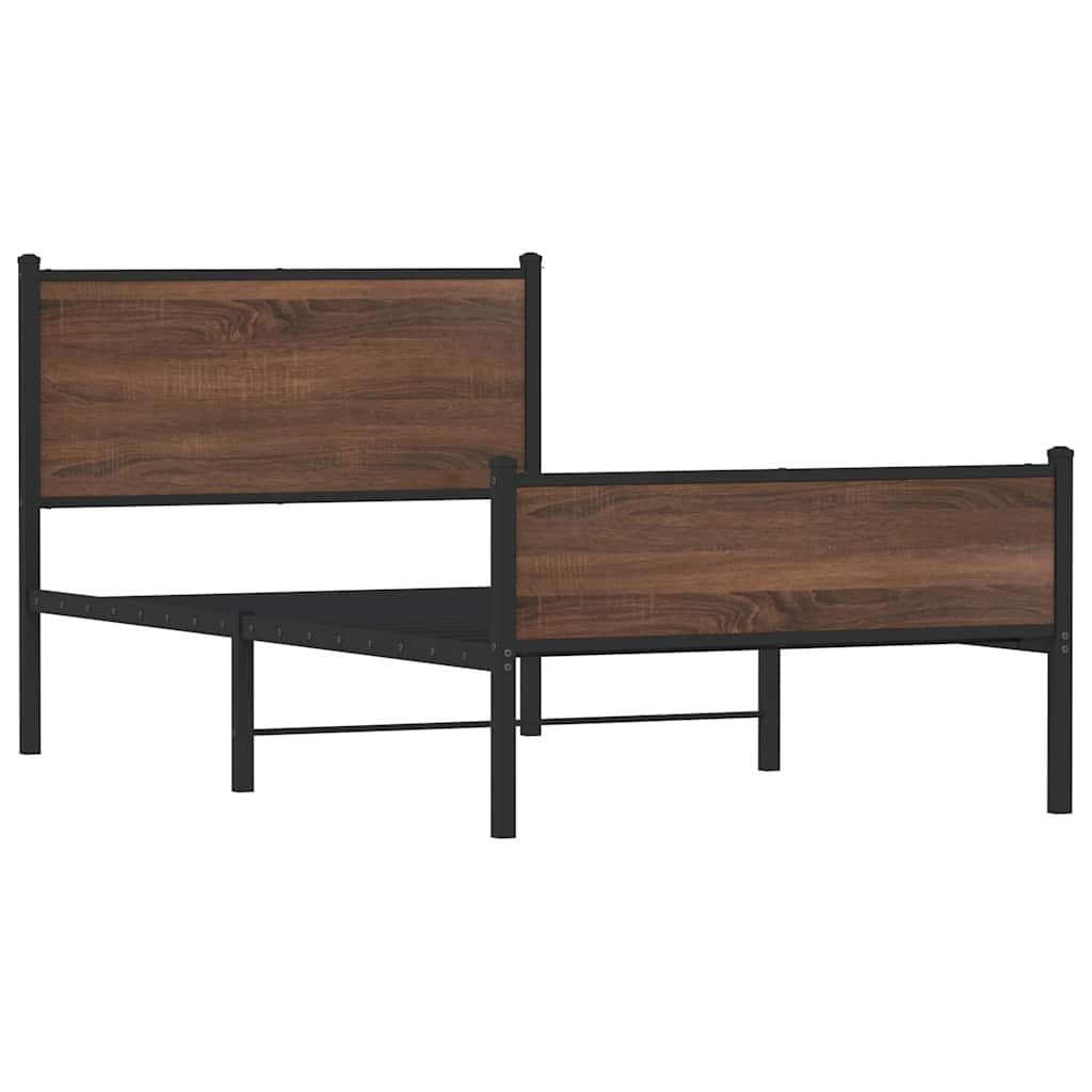 Vidaxl bedframe zonder matras metaal bruin eikenkleurig 107x203 cm