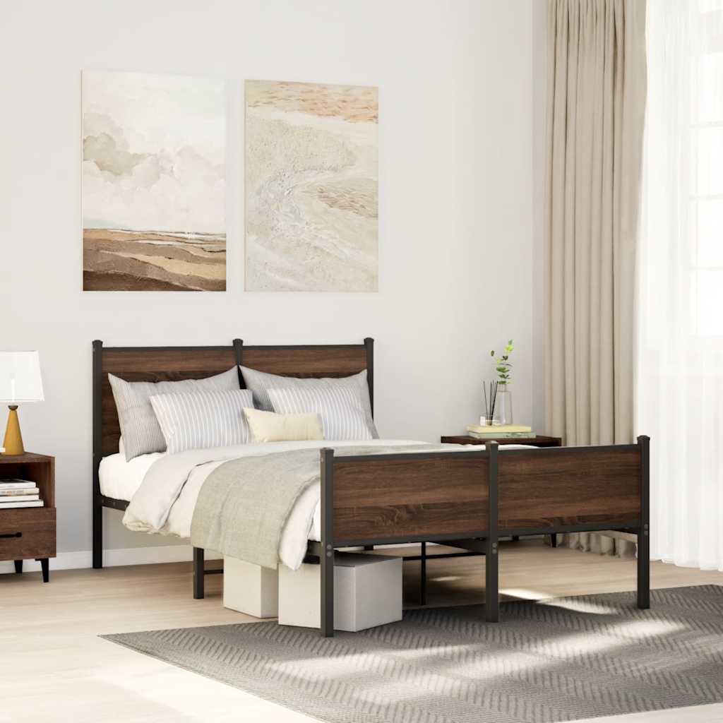 Vidaxl bedframe zonder matras metaal bruin eikenkleurig 120x200 cm