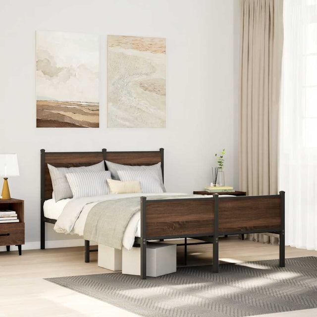 Vidaxl bedframe zonder matras metaal bruin eikenkleurig 120x200 cm