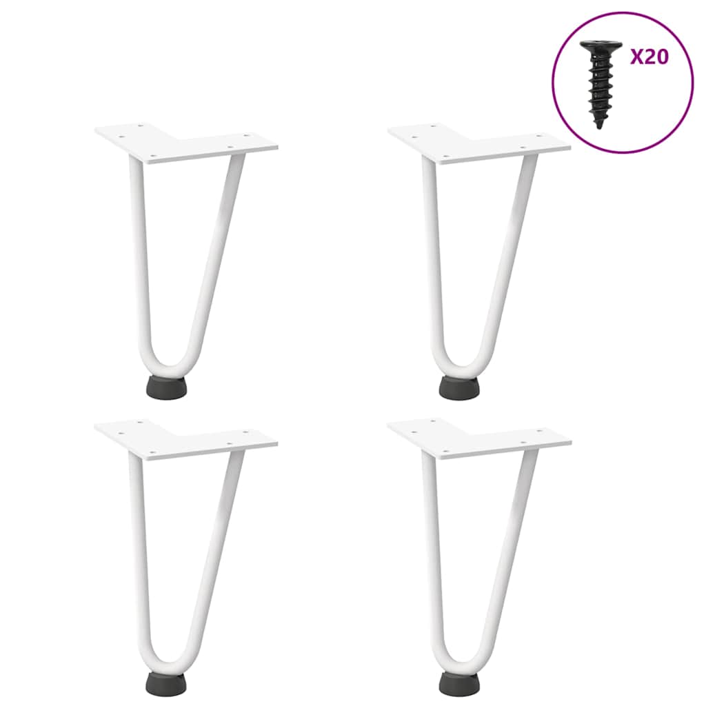 Vidaxl haarnadelpoten voor salontafel 4 st 20 cm massief staal wit