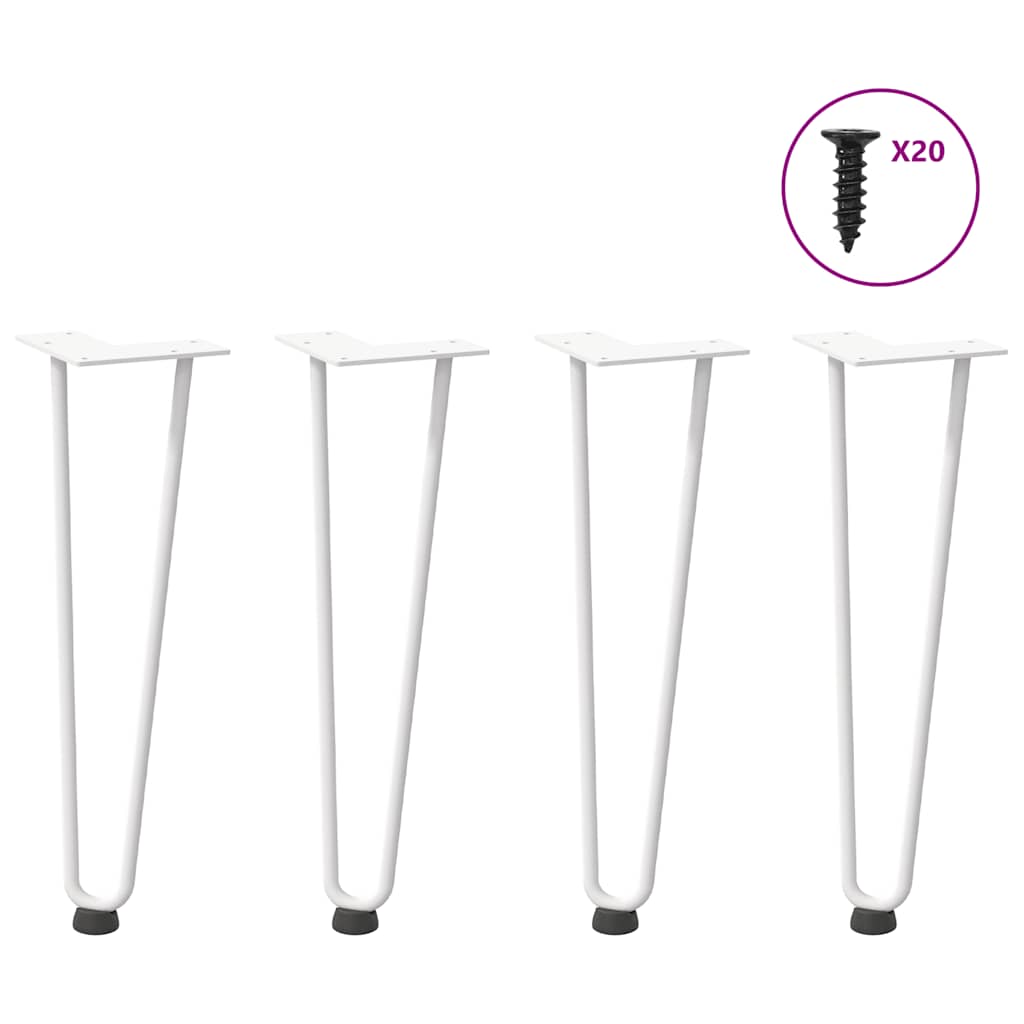 Vidaxl haarnadelpoten voor salontafel 4 st 42 cm massief staal wit