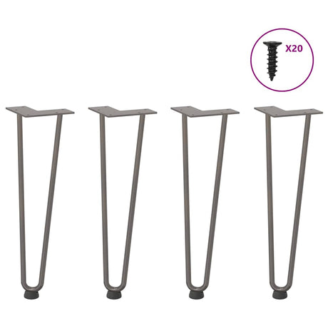 Vidaxl haarnadelpoten voor salontafel 4 st 42 cm massief staal naturel