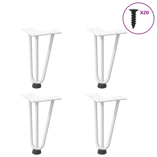 Vidaxl haarnadelpoten voor salontafel 4 st 20 cm massief staal wit