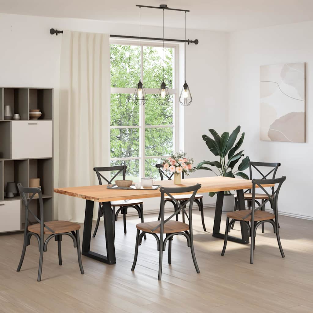 Vidaxl eettafelpoten 2 st v-vormig 50x(72-73,3) cm staal zwart