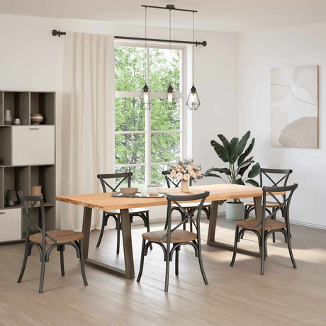 Vidaxl eettafelpoten 2 st v-vormig 100x(72-73,3) cm staal naturel