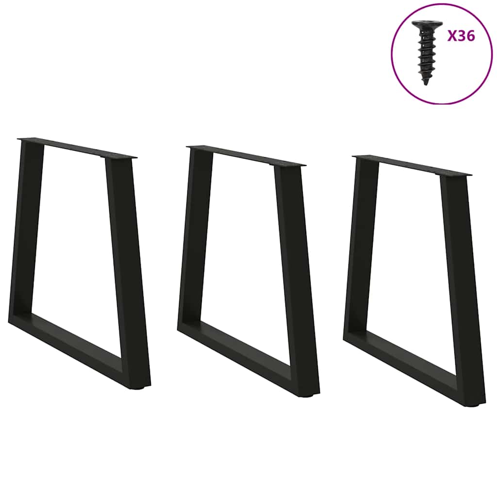 Vidaxl eettafelpoten 3 st v-vormig 70x(72-73,3) cm staal zwart