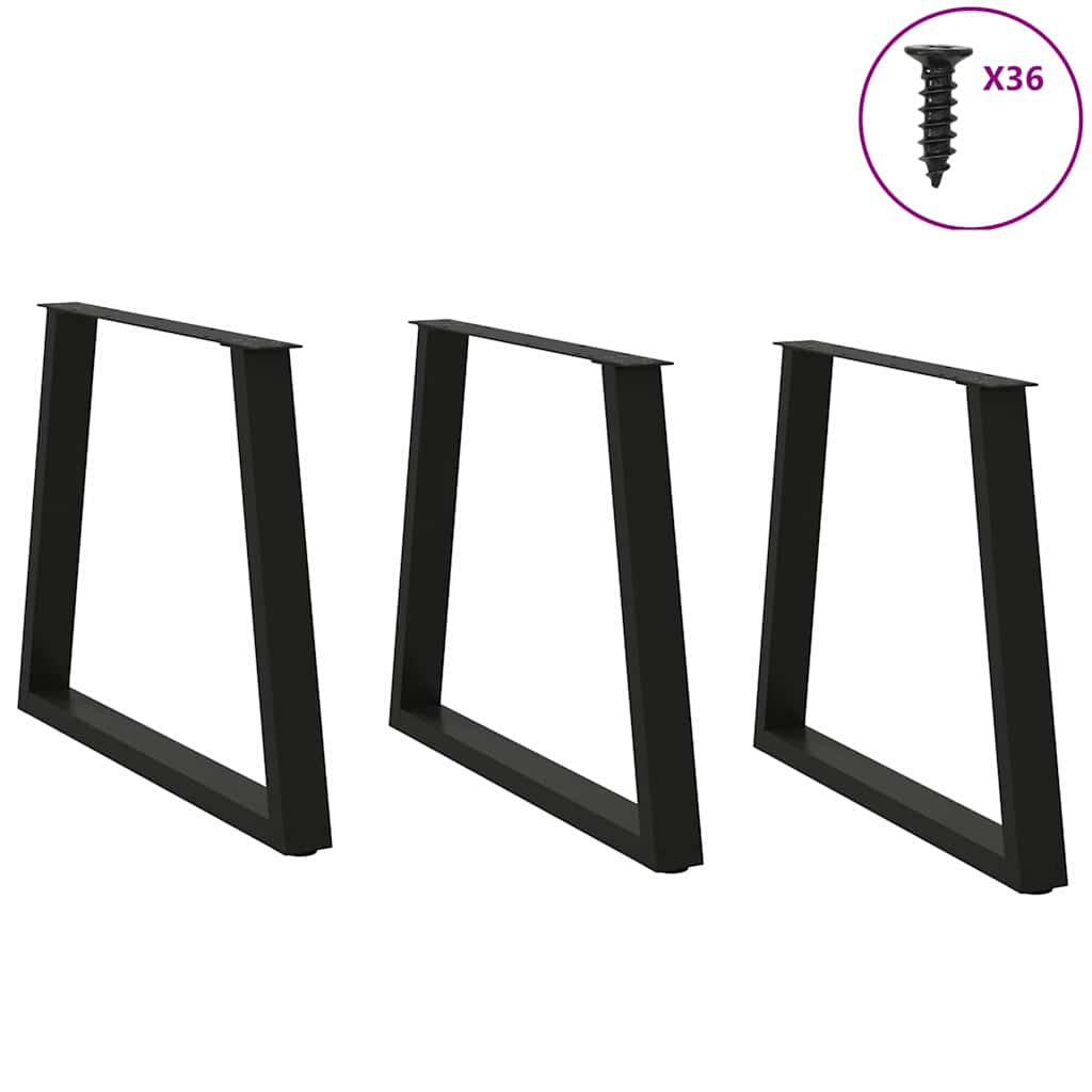 Vidaxl eettafelpoten 3 st v-vormig 80x(72-73,3) cm staal zwart