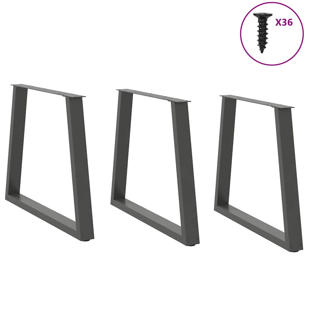 Vidaxl eettafelpoten 3 st v-vormig 80x(72-73,3) cm staal antraciet