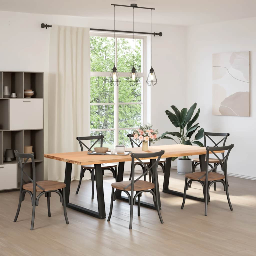 Vidaxl eettafelpoten 3 st v-vormig 90x(72-73,3) cm staal zwart