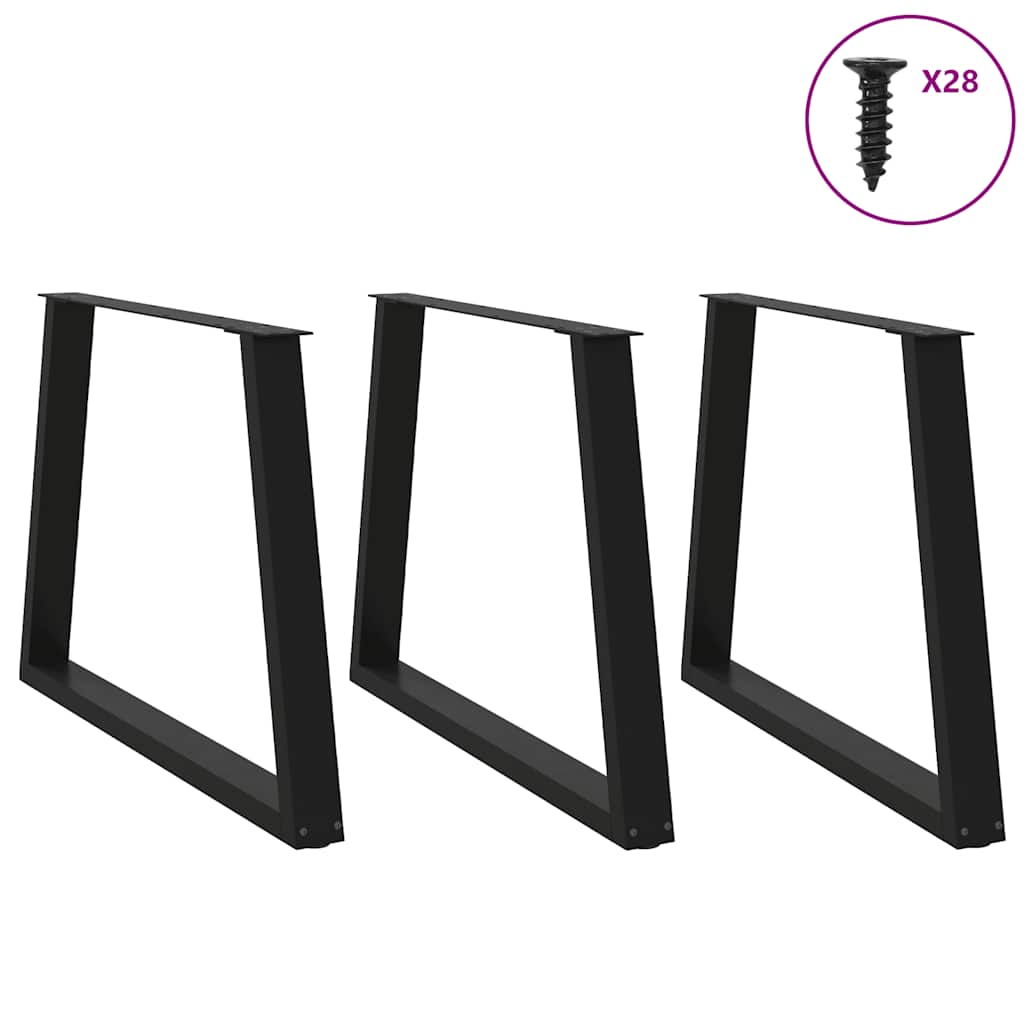 Vidaxl eettafelpoten 3 st v-vormig 90x(72-73,3) cm staal zwart