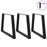 Vidaxl eettafelpoten 3 st v-vormig 90x(72-73,3) cm staal zwart