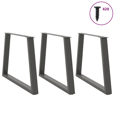 Vidaxl eettafelpoten 3 st v-vormig 100x(72-73,3) cm staal antraciet