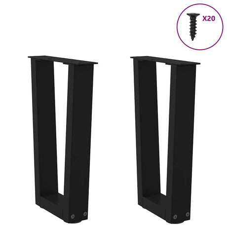 Vidaxl salontafelpoten 2 st v-vormig 38x(42-43,3) cm staal zwart