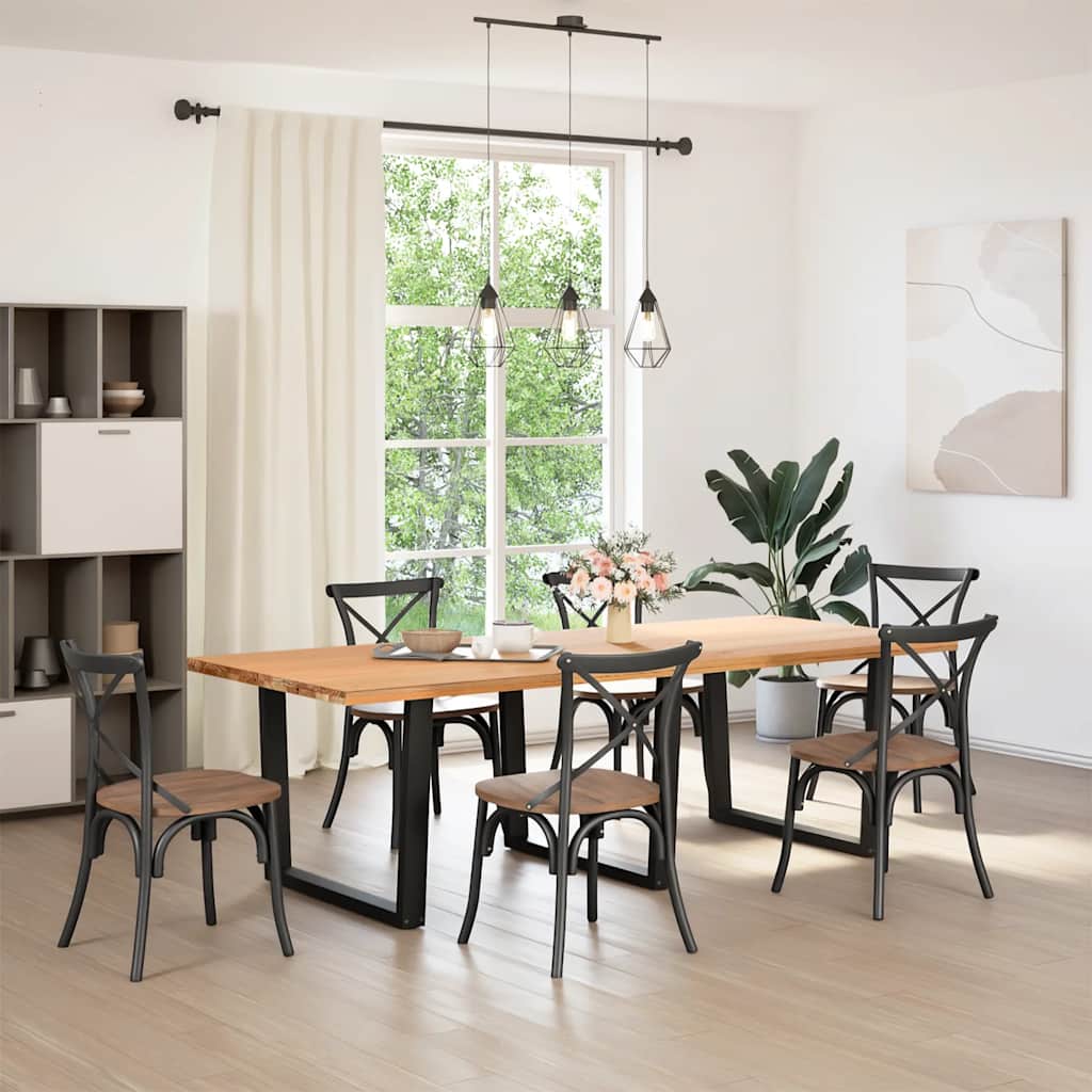 Vidaxl eettafelpoten 3 st v-vormig 100x(72-73,3) cm staal zwart