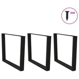 Vidaxl eettafelpoten 3 st v-vormig 100x(72-73,3) cm staal zwart