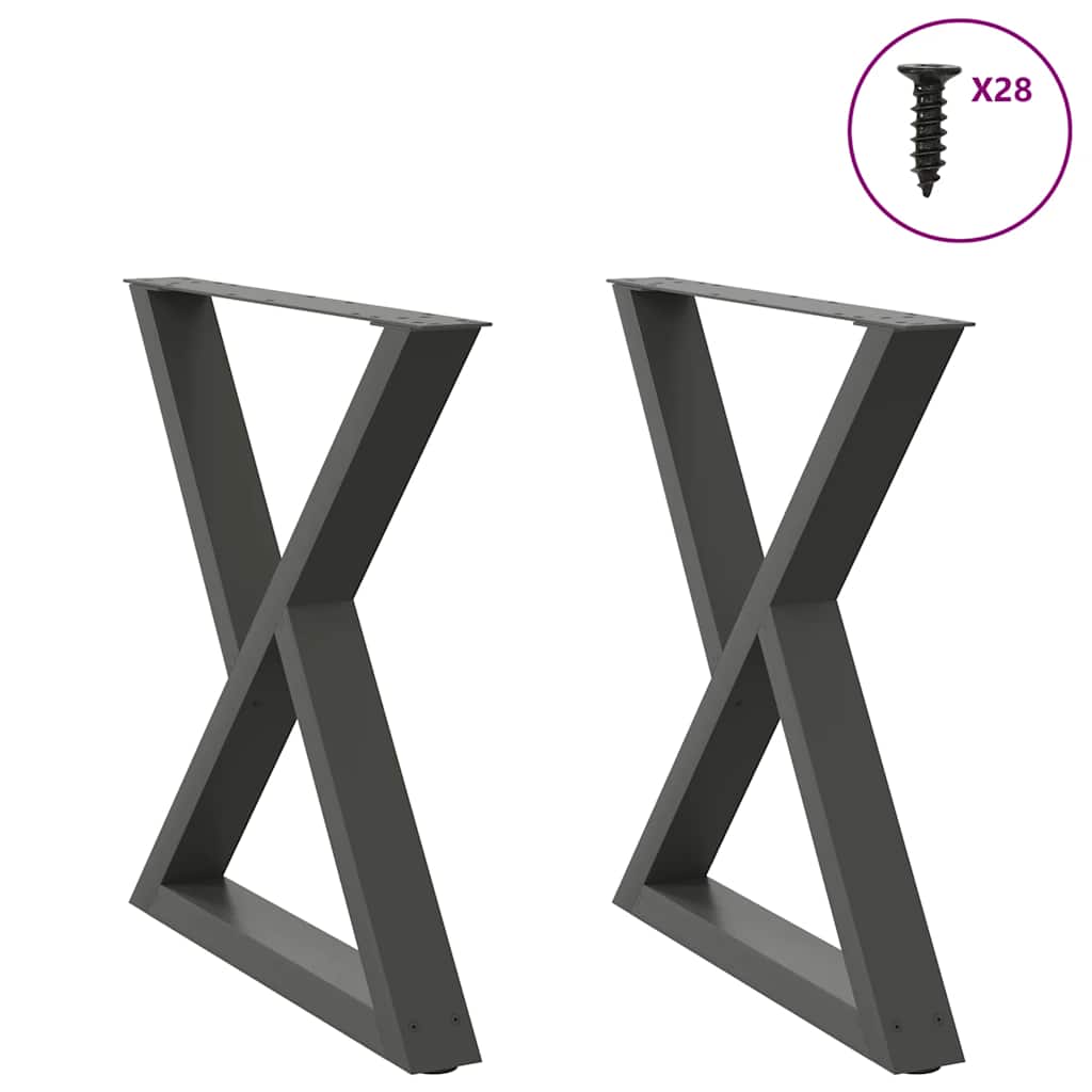 Vidaxl eettafelpoten 2 st 70x(72-73,3) cm staal antraciet
