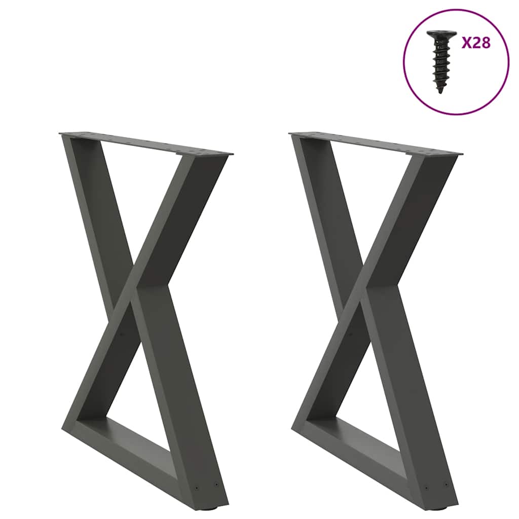 Vidaxl eettafelpoten 2 st 80x(72-73,3) cm staal antraciet