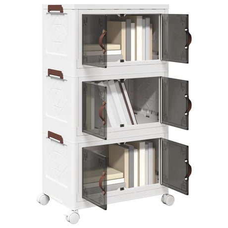 Vidaxx Aufbewahrungsbox stapelbar mit Rollen 3-lagig 28 l 48,5x29,5x86 cm