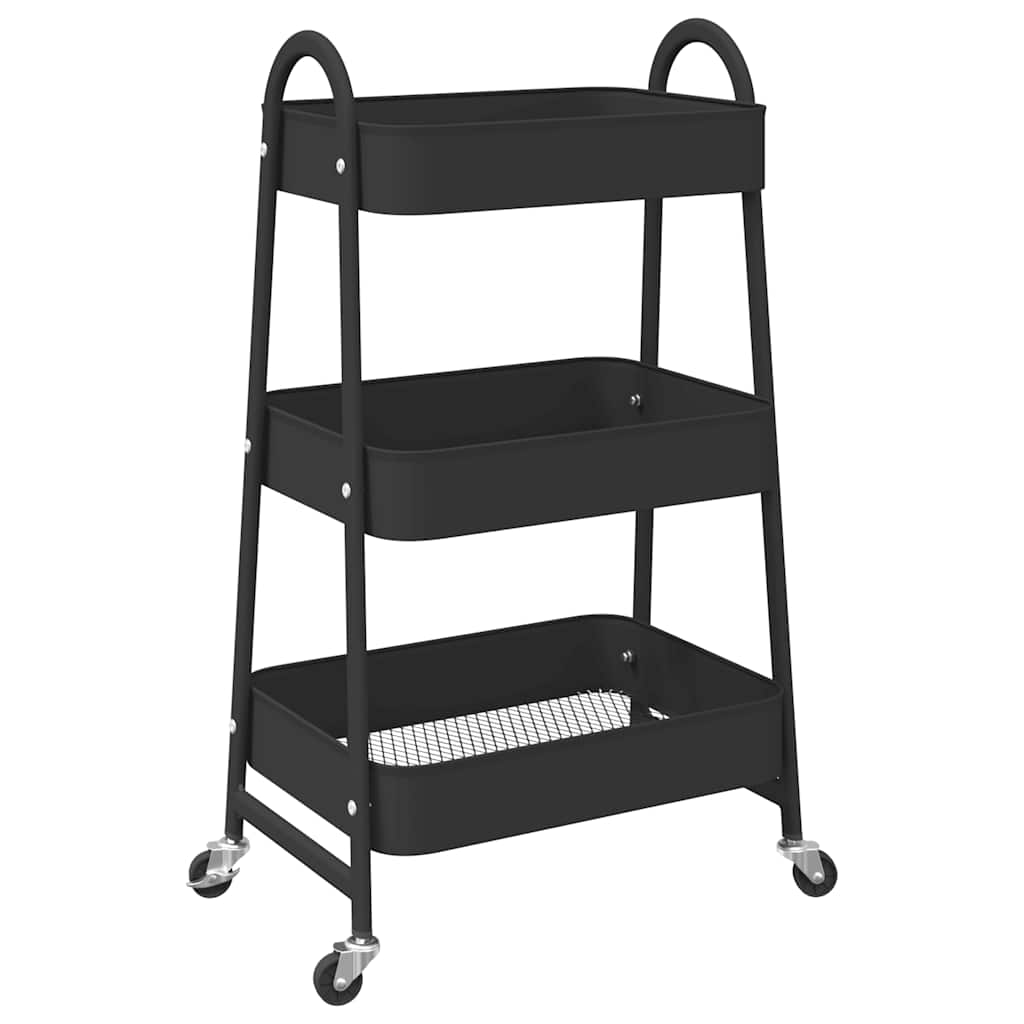 Vidaxx Aufbewahrungswagen 3-lagig 42x41,5x77 cm Stahl schwarz