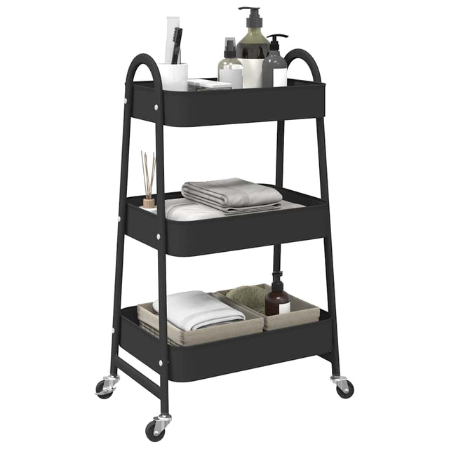 Vidaxx Aufbewahrungswagen 3-lagig 42x41,5x77 cm Stahl schwarz