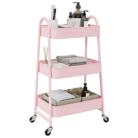 Vidaxx Aufbewahrungswagen 3-lagig rosa 42x41,5x77 cm Stahl