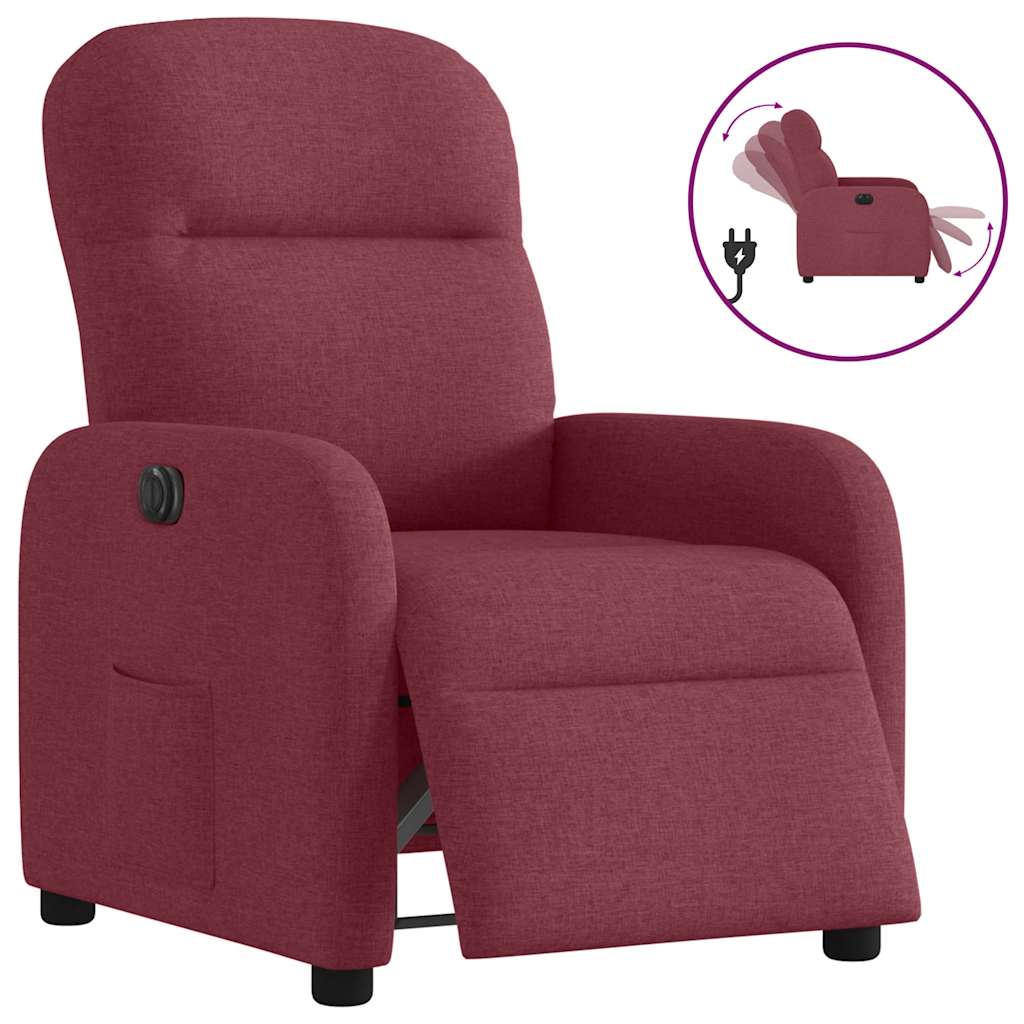 Vidaxl fauteuil verstelbaar elektrisch stof wijnrood