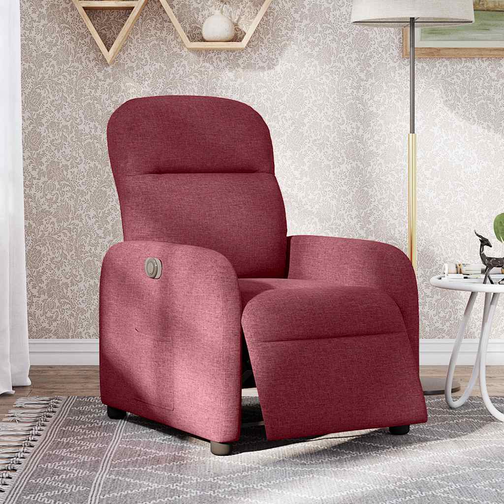 Vidaxl fauteuil verstelbaar elektrisch stof wijnrood