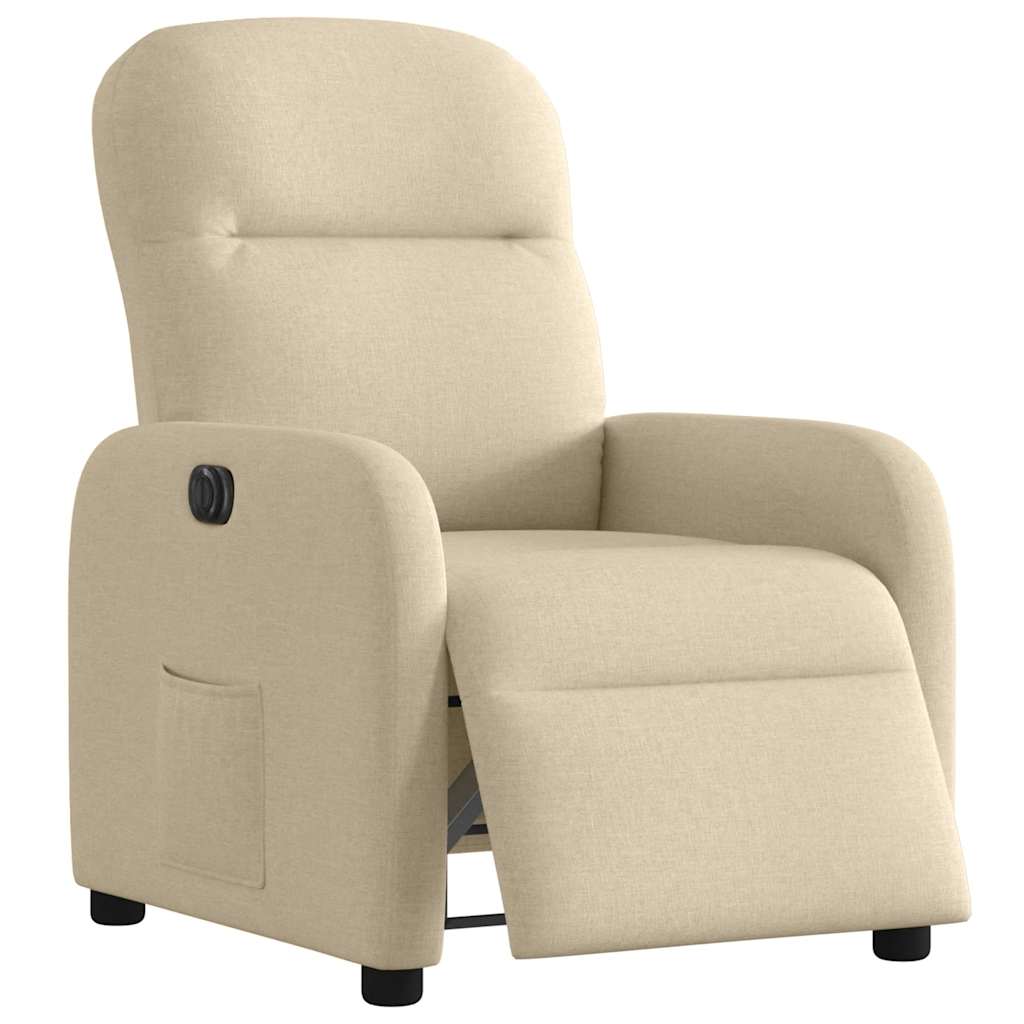Vidaxl fauteuil verstelbaar elektrisch stof crèmekleurig