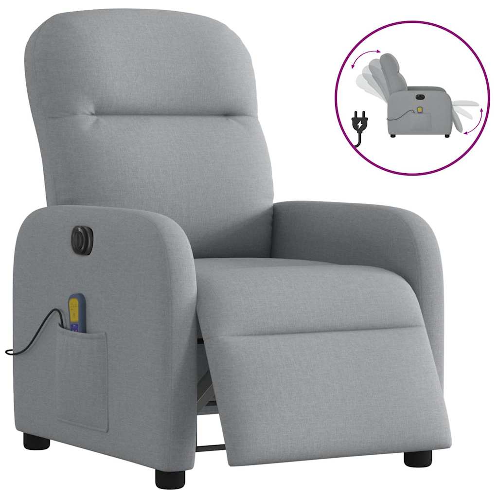 Vidaxl massagestoel elektrisch verstelbaar stof lichtgrijs
