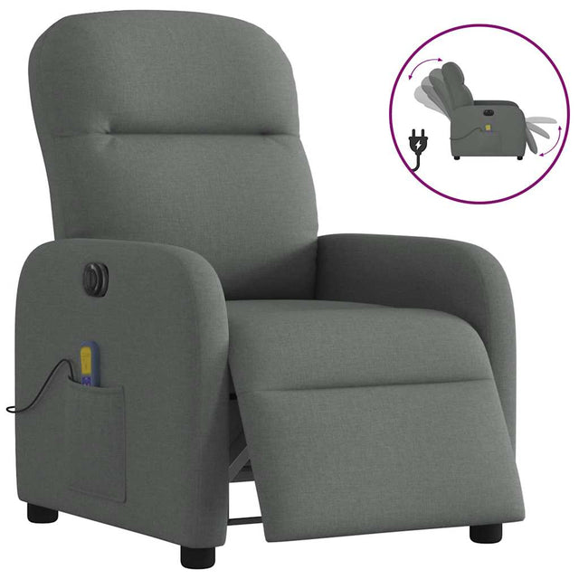 Vidaxl massagestoel elektrisch verstelbaar stof donkergrijs