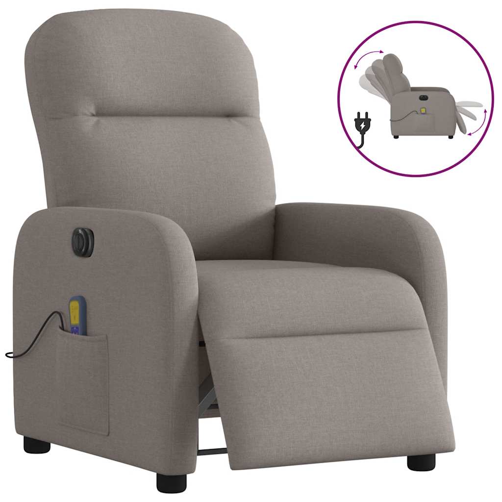 Vidaxl massagestoel elektrisch verstelbaar stof taupe