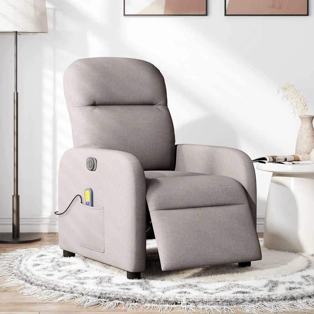 Vidaxl massagestoel elektrisch verstelbaar stof taupe