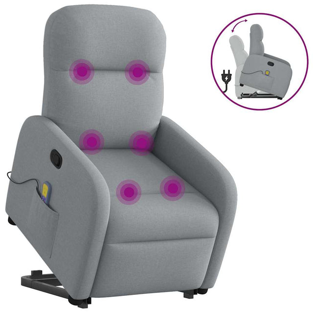 Vidaxl sta-op-massagestoel verstelbaar stof lichtgrijs
