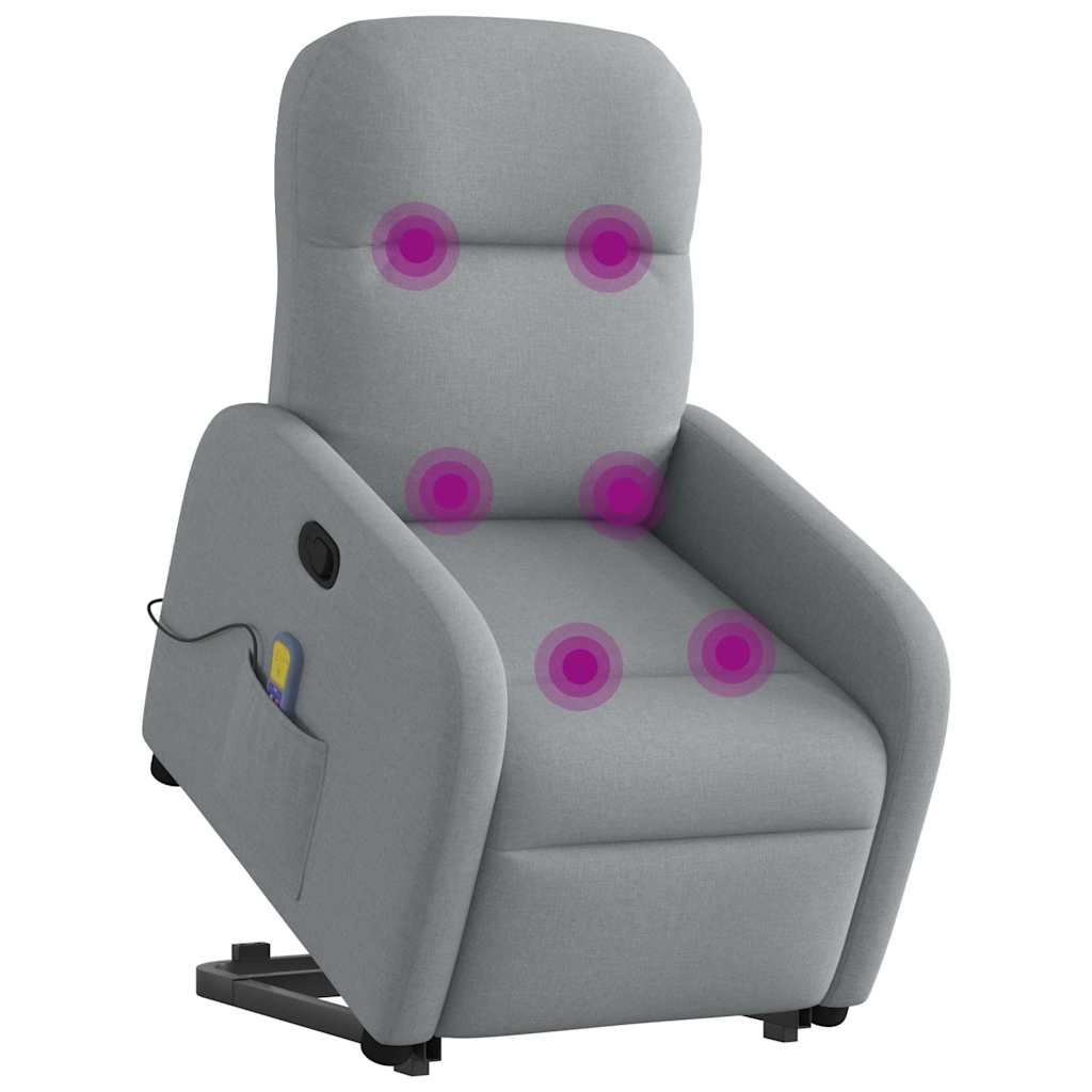 Vidaxl sta-op-massagestoel verstelbaar stof lichtgrijs