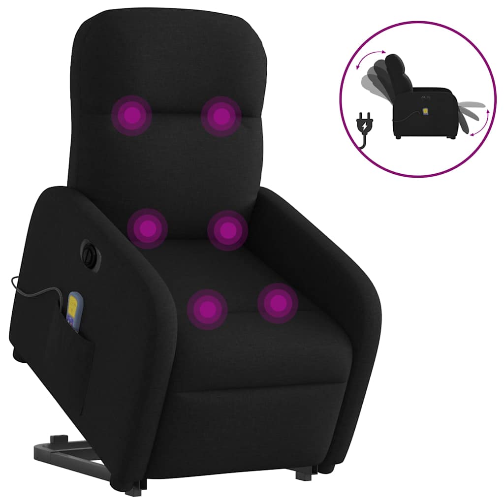 Vidaxl sta-op-massagestoel elektrisch verstelbaar stof zwart