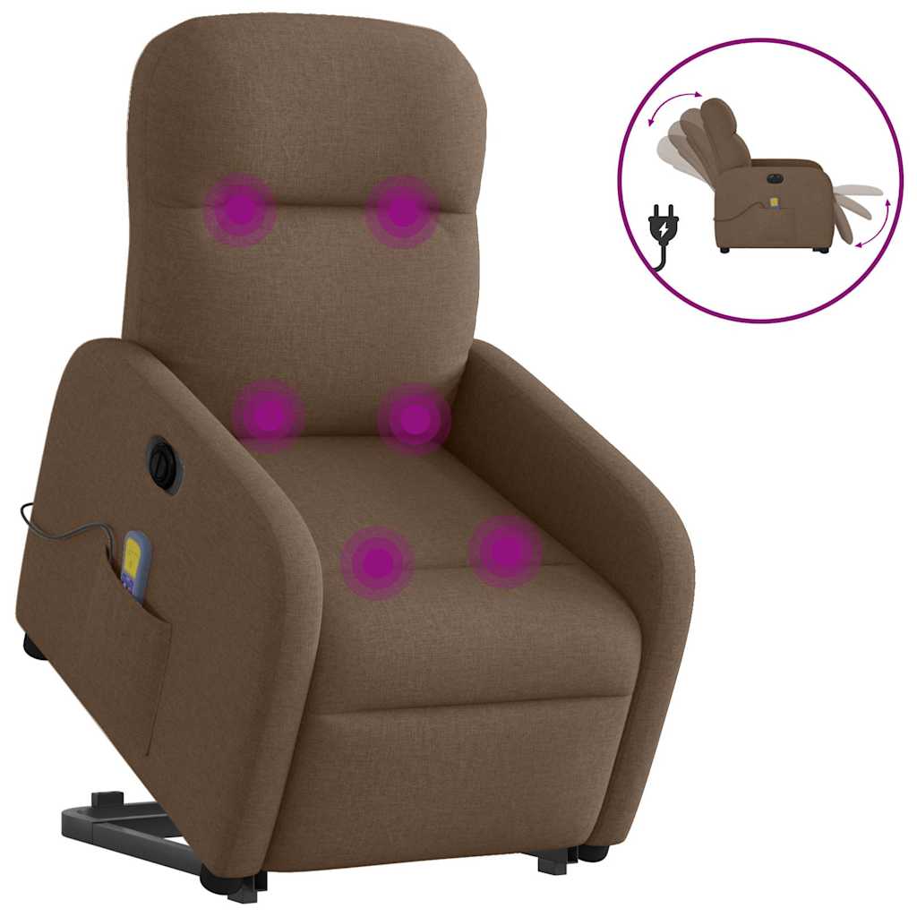 Vidaxl sta-op-massagestoel elektrisch verstelbaar stof bruin