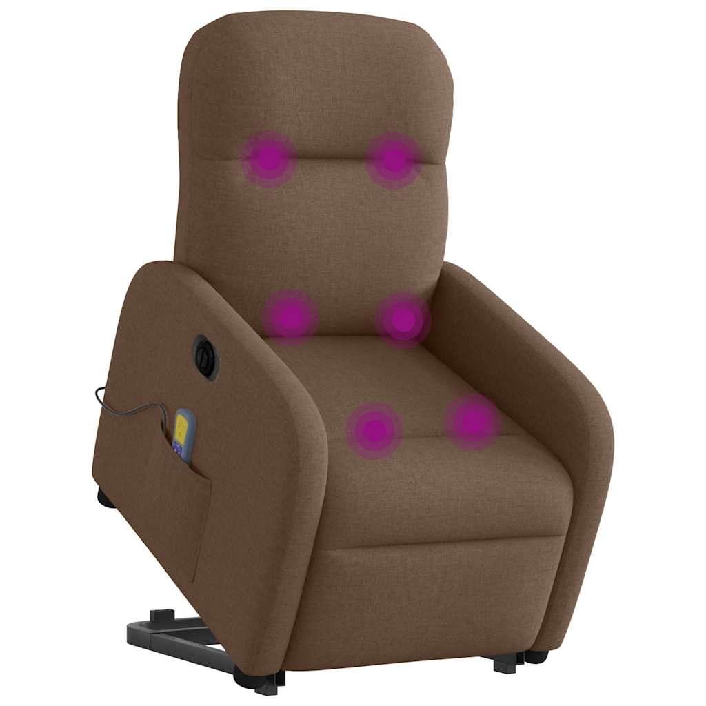 Vidaxl sta-op-massagestoel elektrisch verstelbaar stof bruin