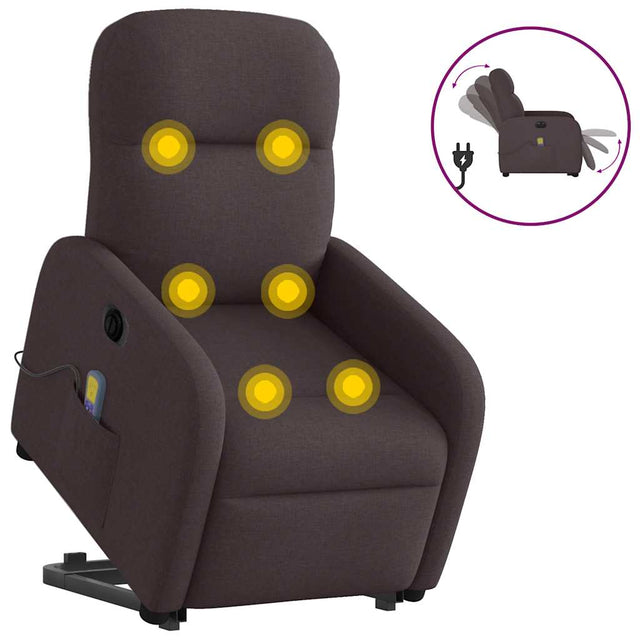 Vidaxl sta-op-massagestoel elektrisch verstelbaar stof donkerbruin