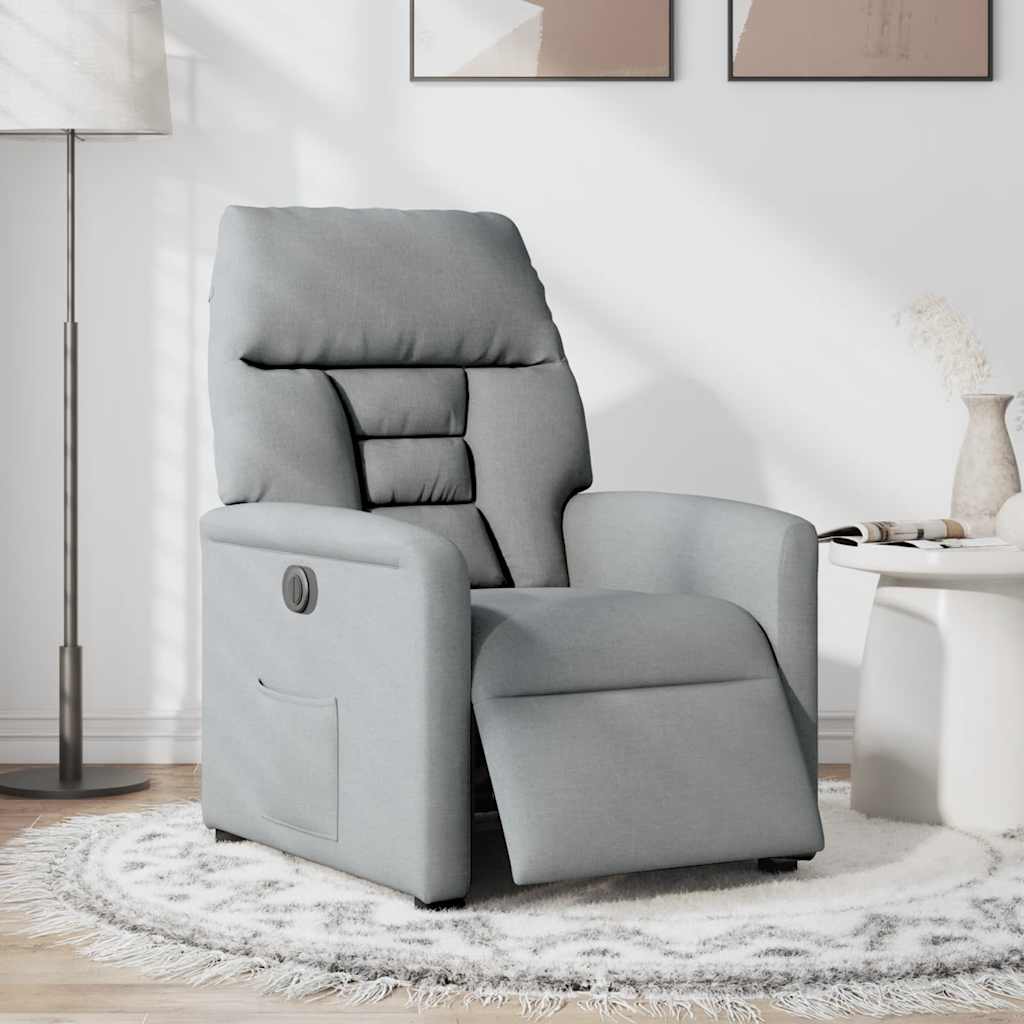 Vidaxl fauteuil elektrisch verstelbaar stof lichtgrijs
