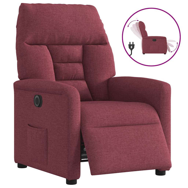 Vidaxl fauteuil verstelbaar elektrisch stof wijnrood
