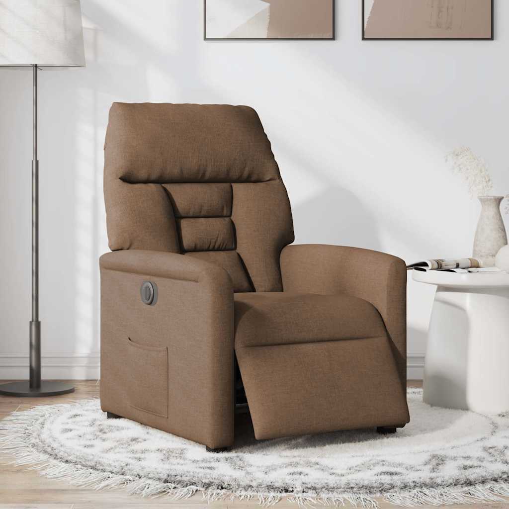 Vidaxl fauteuil verstelbaar elektrisch stof bruin