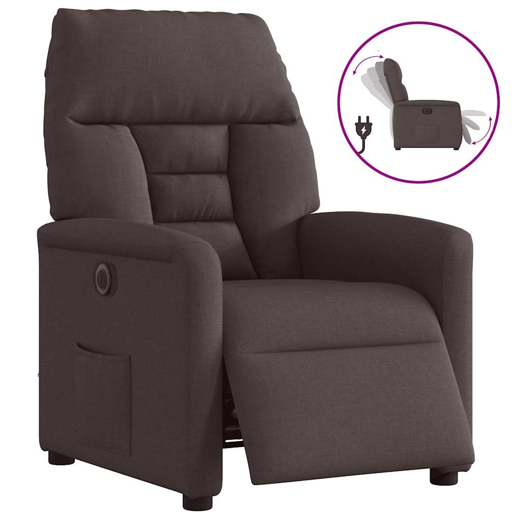 Vidaxl fauteuil verstelbaar elektrisch stof donkerbruin
