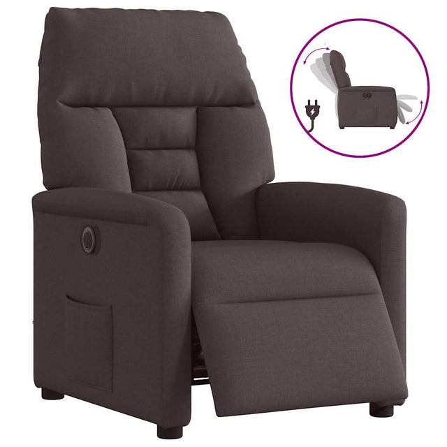 Vidaxl fauteuil verstelbaar elektrisch stof donkerbruin