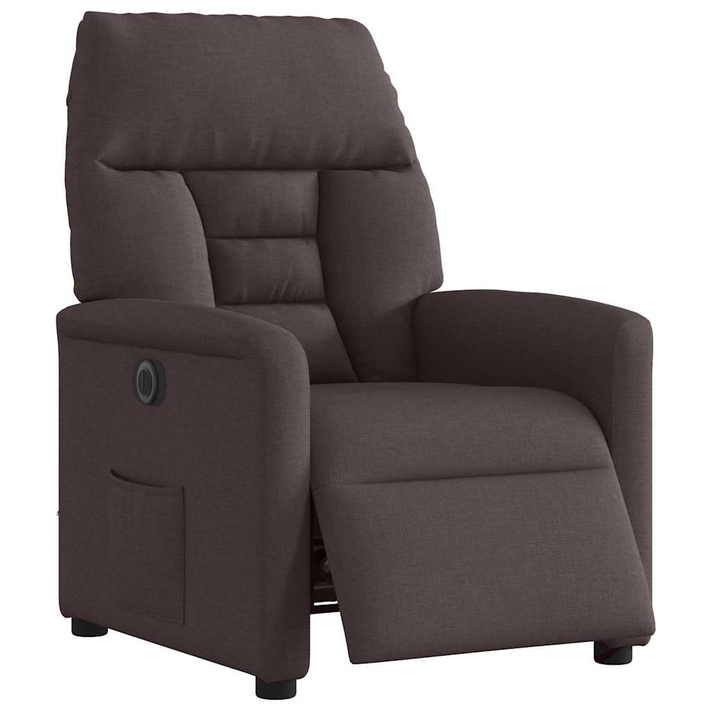 Vidaxl fauteuil verstelbaar elektrisch stof donkerbruin